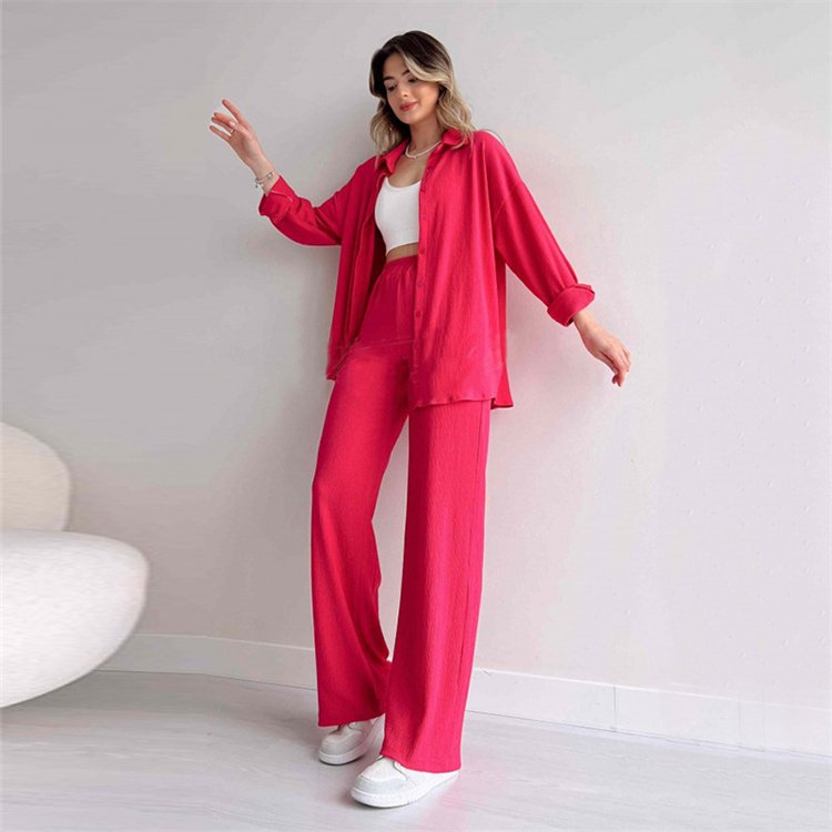 LH 2023 New Arrivals Spring Two Piece Set Fashion Women's Loose Sets Women Shirt and Pants Sets