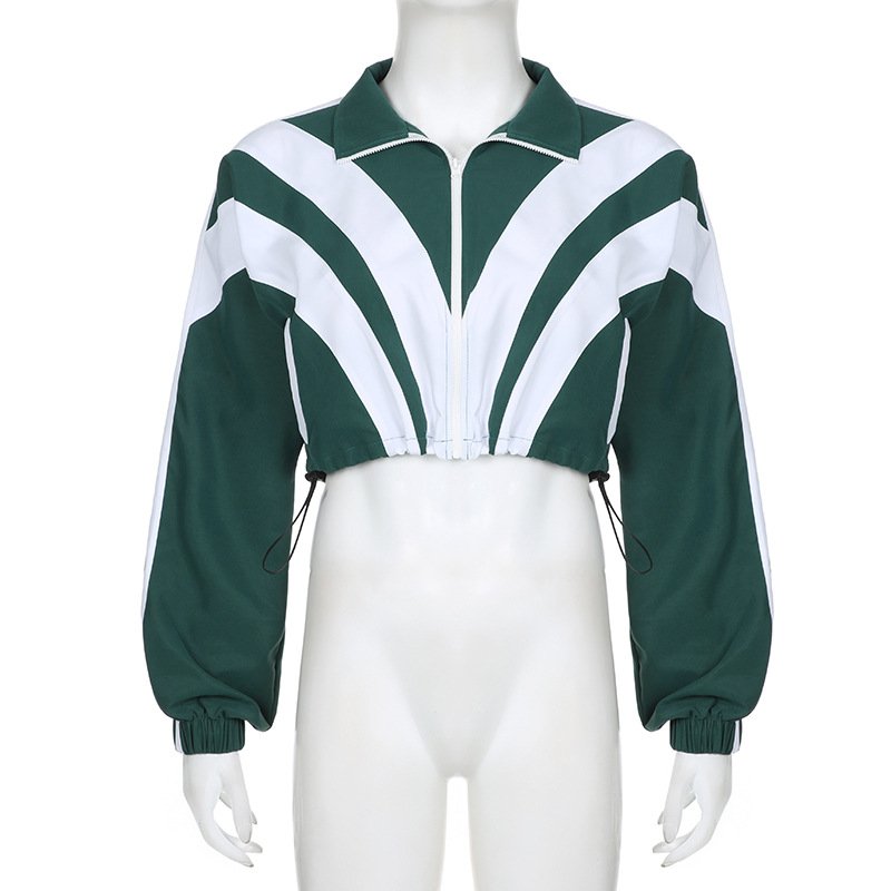 Casual Sport Color Block Fitness Training & Jogging Drawstring Jacket Top Pant Two 2 Piece Set Pant Set Track Suit Women's Sets