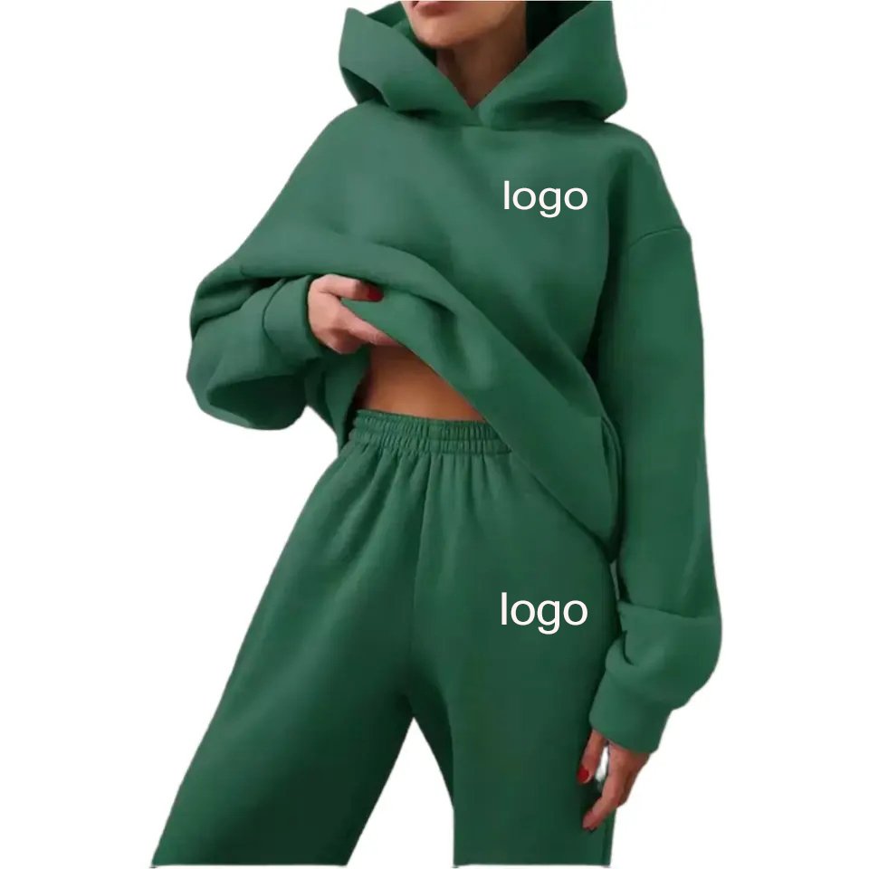 2023 Customized Blank Design High Quality Plus Size Women's Hooded Sweatshirt wholesale 2-piece Set Sweatpants and Hoodie Set