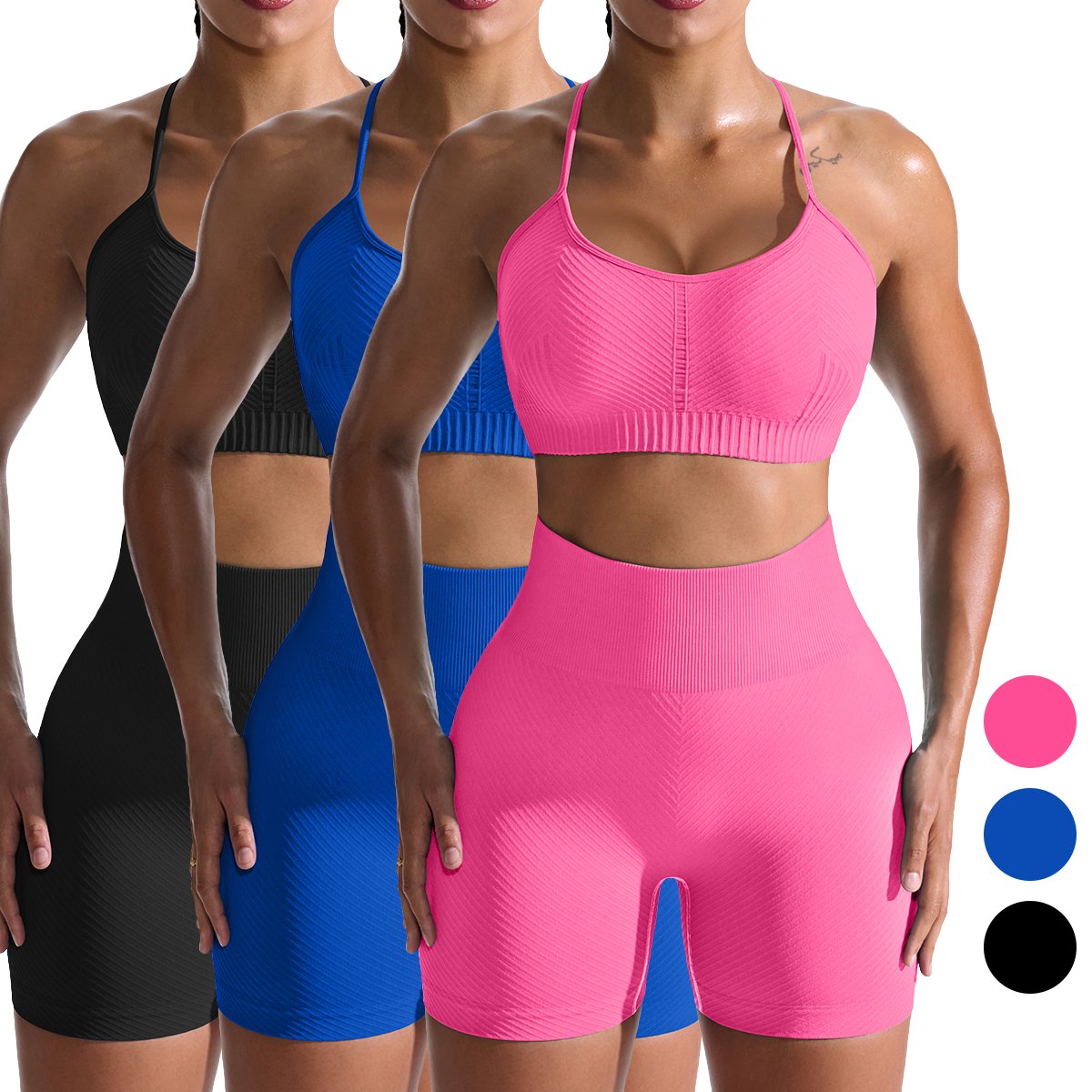 Hot Selling Thin Strap Women Tops Tight Running Shorts Yoga Fitness Set