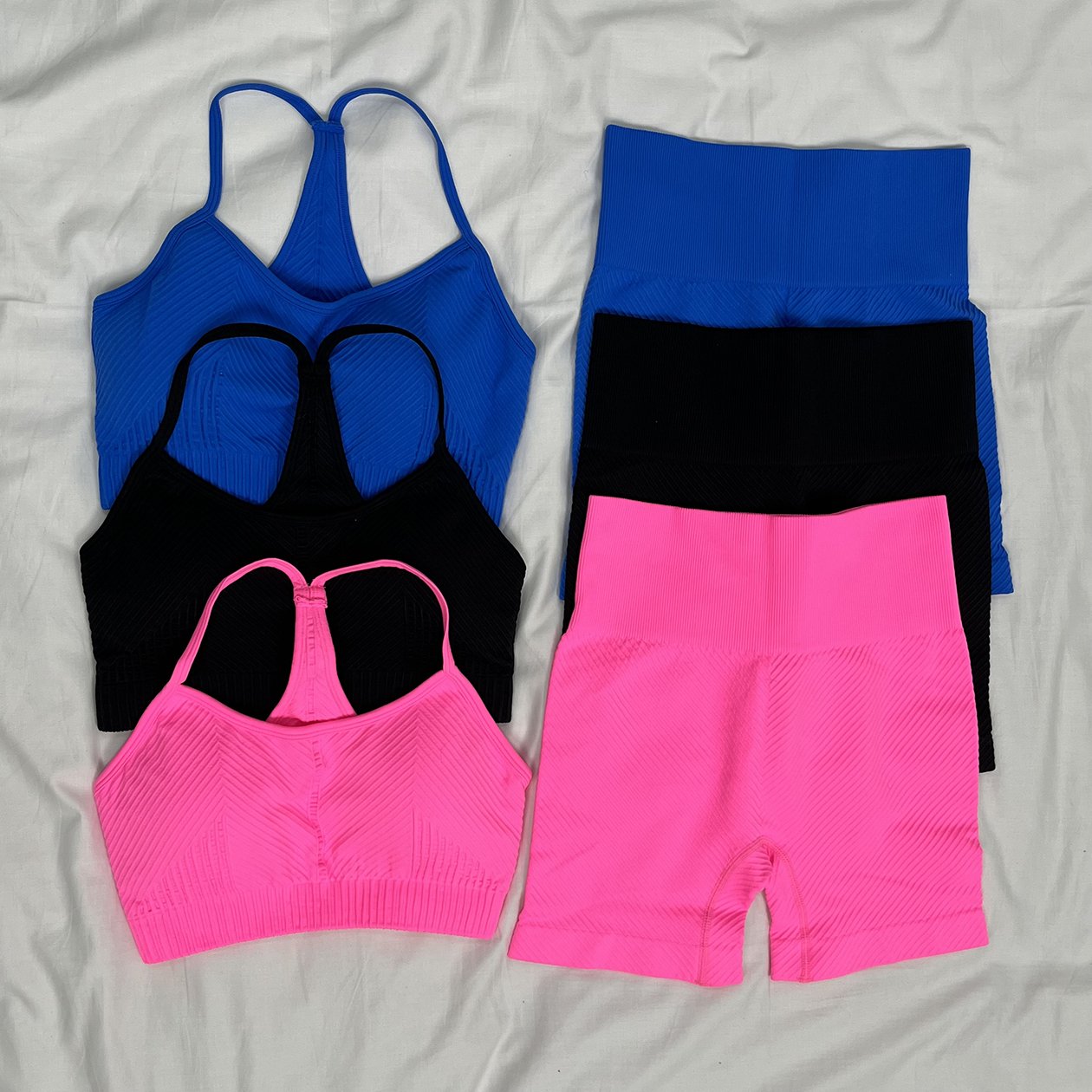 Hot Selling Thin Strap Women Tops Tight Running Shorts Yoga Fitness Set