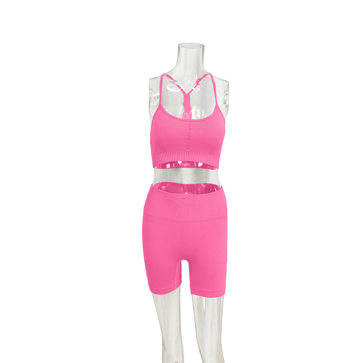 Hot Selling Thin Strap Women Tops Tight Running Shorts Yoga Fitness Set