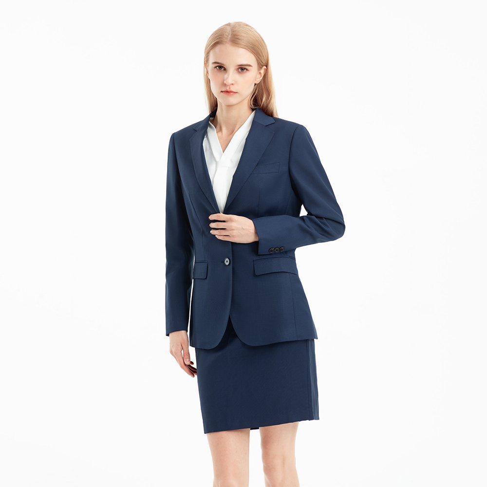 New Arrival 2pcs Royal blue wool polyester Slim Fit plus size women's sets Formal work skirt outfits for women