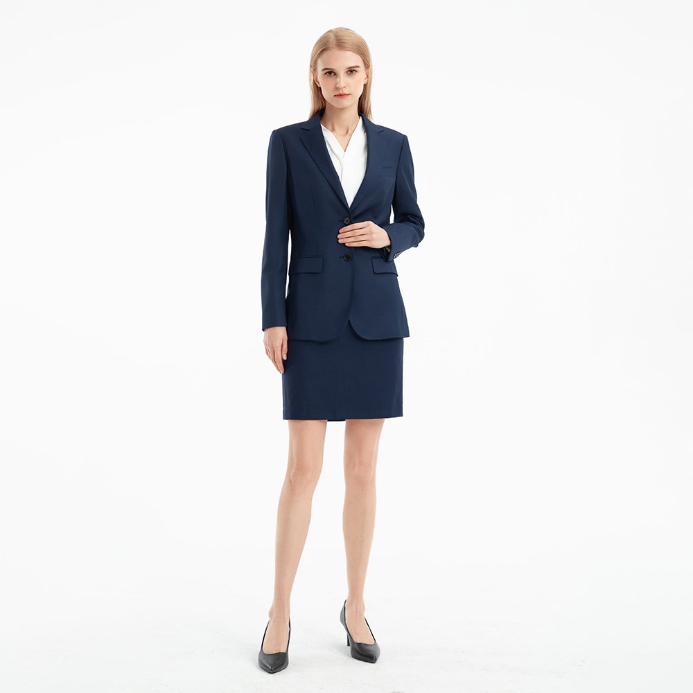 New Arrival 2pcs Royal blue wool polyester Slim Fit plus size women's sets Formal work skirt outfits for women