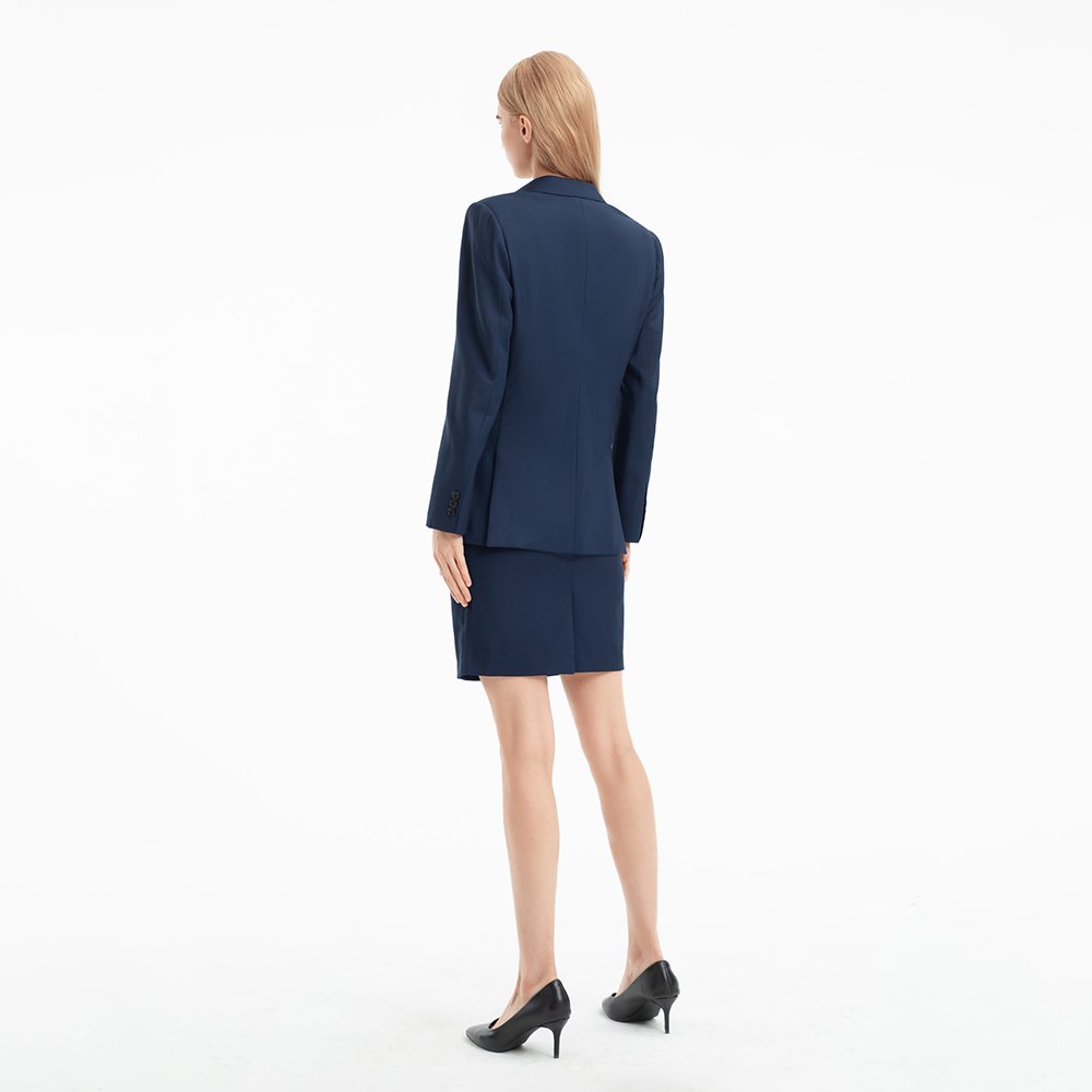 New Arrival 2pcs Royal blue wool polyester Slim Fit plus size women's sets Formal work skirt outfits for women
