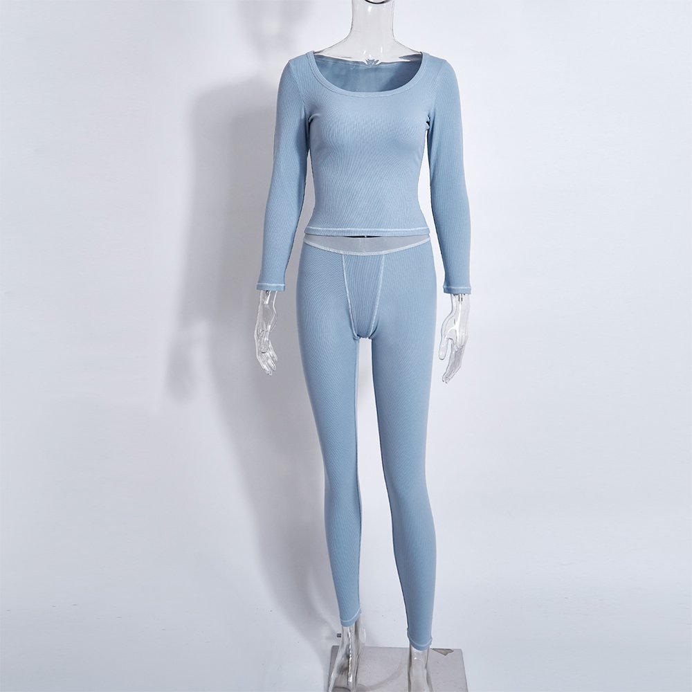 Fashionable Customized Women's Clothing Set Good Quality Women's Fitness Sets Ribbed