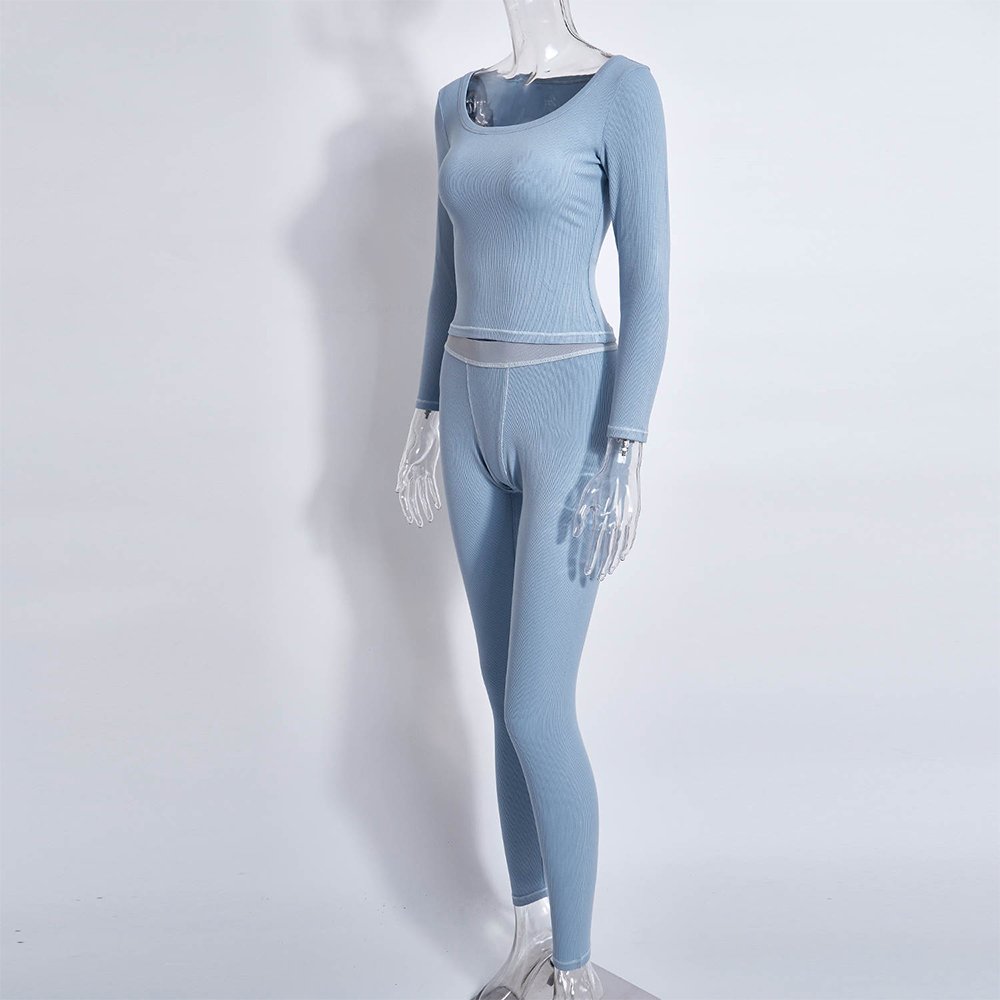 Fashionable Customized Women's Clothing Set Good Quality Women's Fitness Sets Ribbed