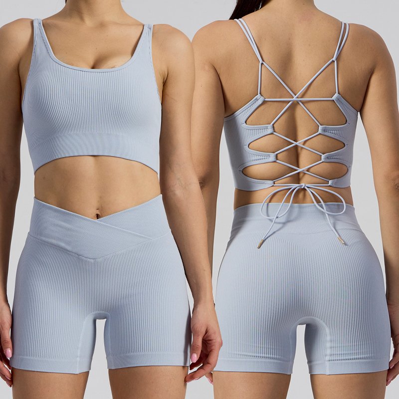 Custom Logo Gym Butt Lifting Leggings Sportswear 7 Piece Workout Yoga Sets For Women Ribbed Seamless Yoga Set