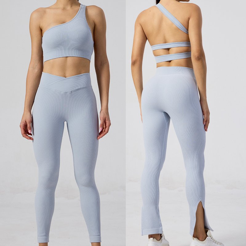 Custom Logo Gym Butt Lifting Leggings Sportswear 7 Piece Workout Yoga Sets For Women Ribbed Seamless Yoga Set