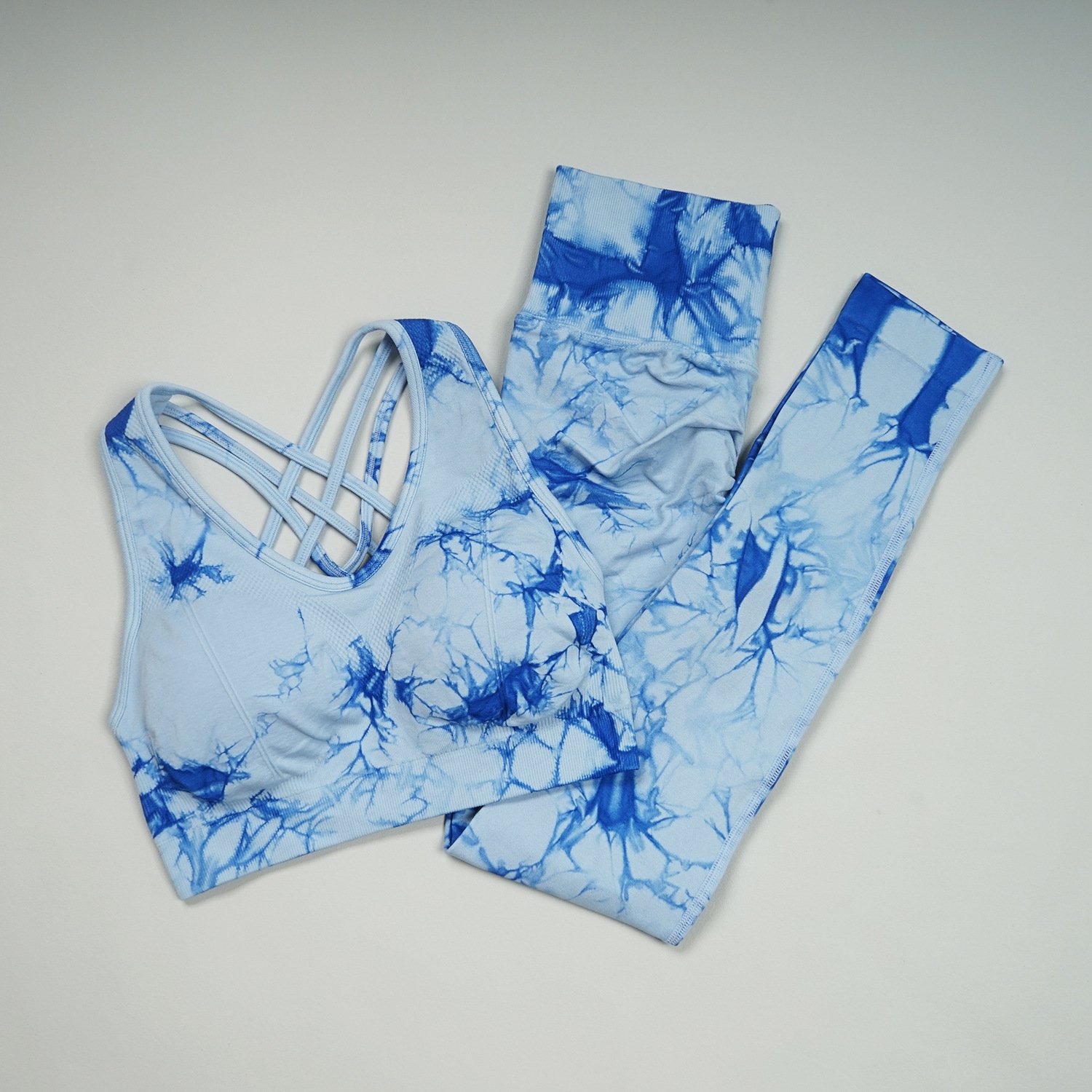 Tie-Dyed Sport wear Gym Clothing Women's Sport Suit Fitness Tracksuit 2 Piece High Elasticity Seamless Pants Bra