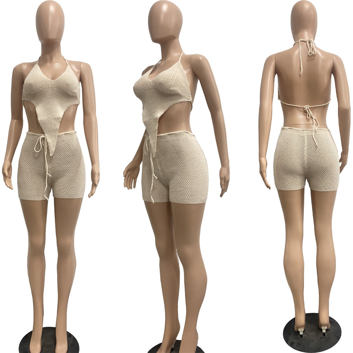 Hot selling products 2024 womens party wear crochet outfit for women yarn crochet top and shorts crochet set
