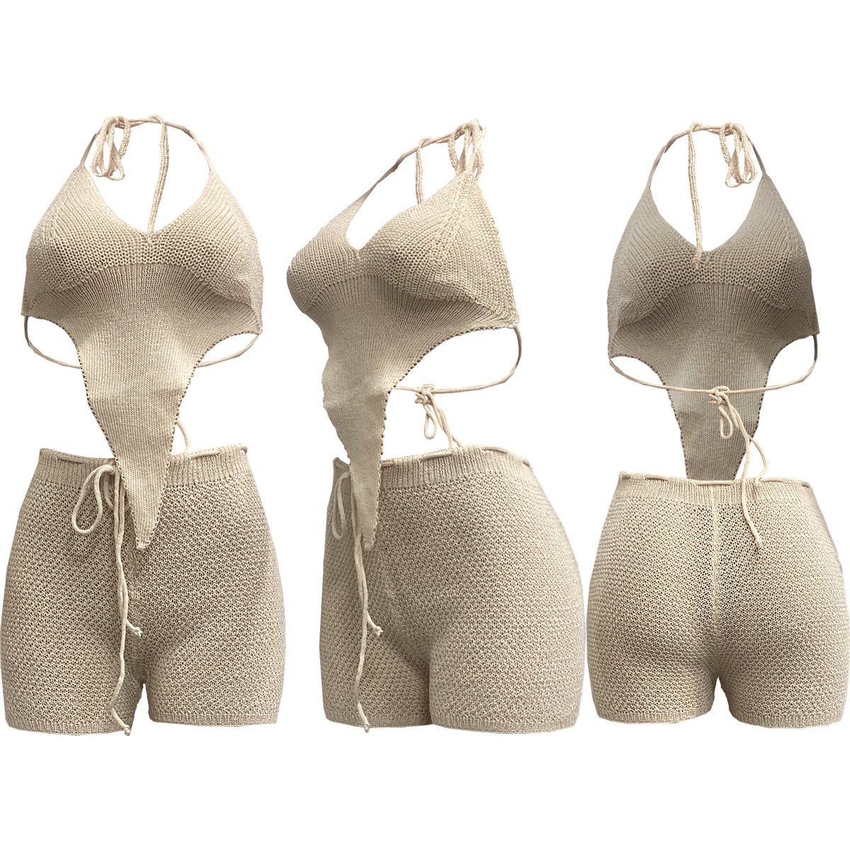 Hot selling products 2024 womens party wear crochet outfit for women yarn crochet top and shorts crochet set
