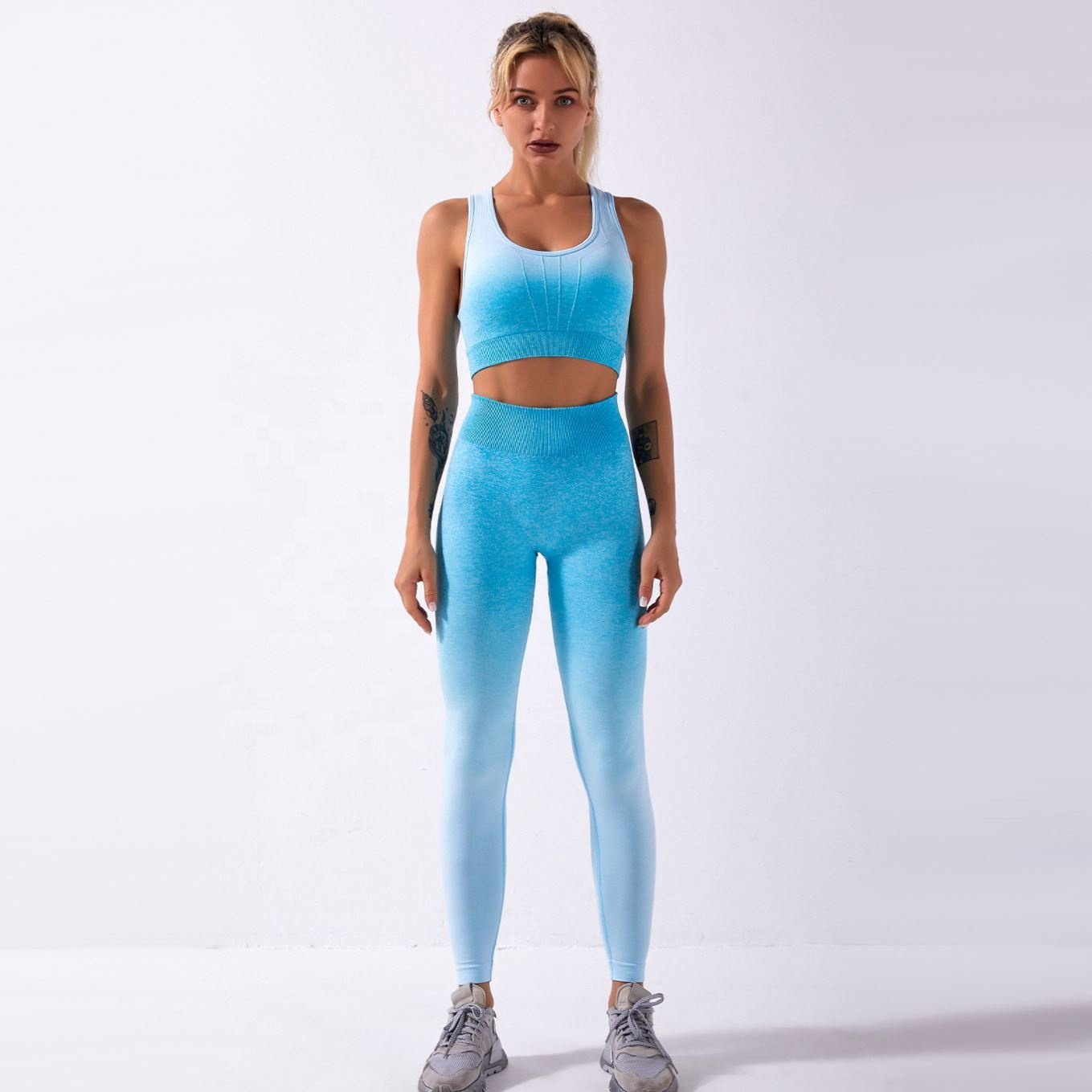 2022 New Tie Dyed Gradient Fitness Seamless Yoga Pants Sports Bra Leggings Womens Gym Wear Sets