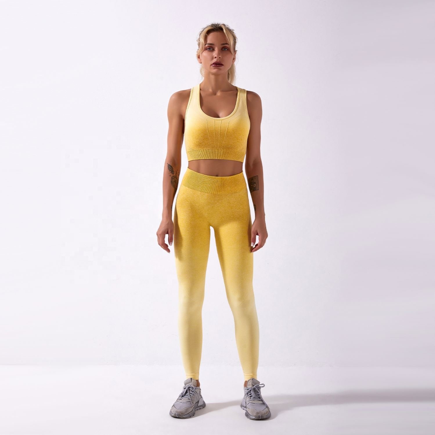 2022 New Tie Dyed Gradient Fitness Seamless Yoga Pants Sports Bra Leggings Womens Gym Wear Sets