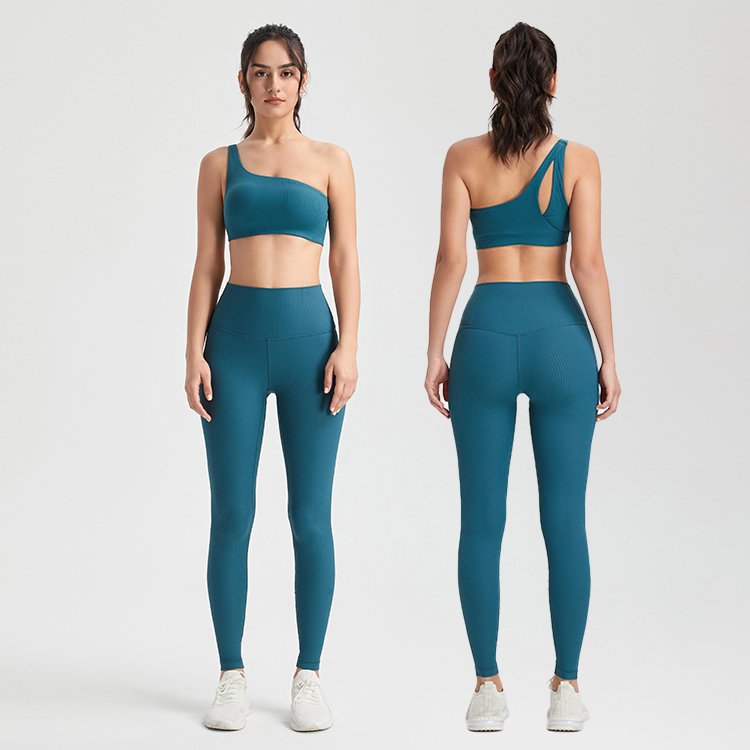 Ribbed yoga wear sports bra and leggings set wholesale gym wear mujer gym set custom women two piece set workout