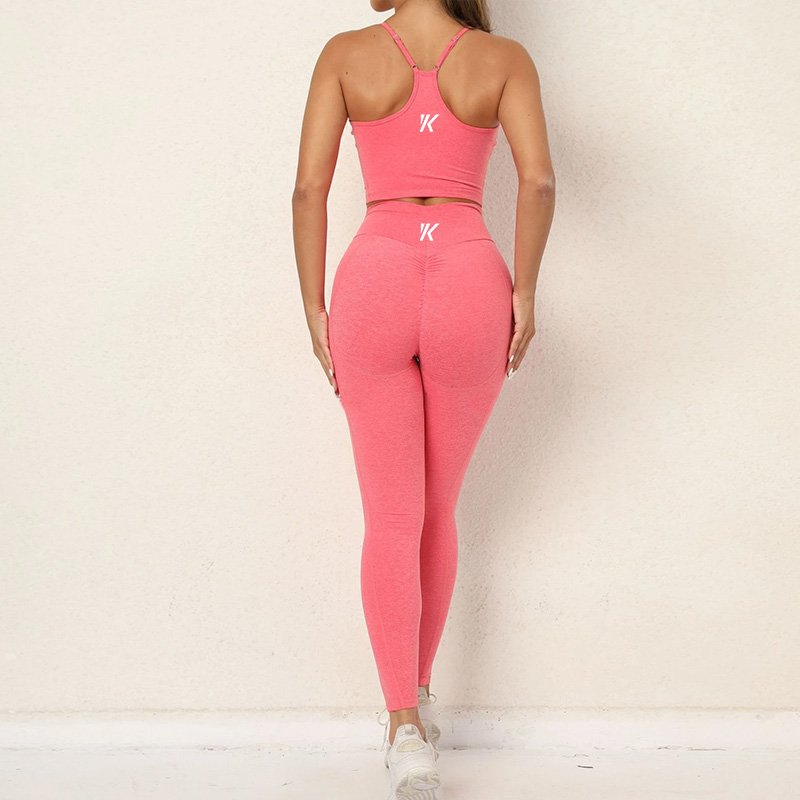 OEM quick drying running sport high waist leggings adjustable tops women two piece set