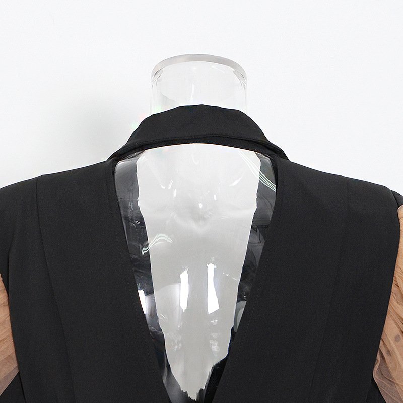 blazer Fashion Autumn new style mesh stitching black casual suit jacket blazer 2024 Ladies Women