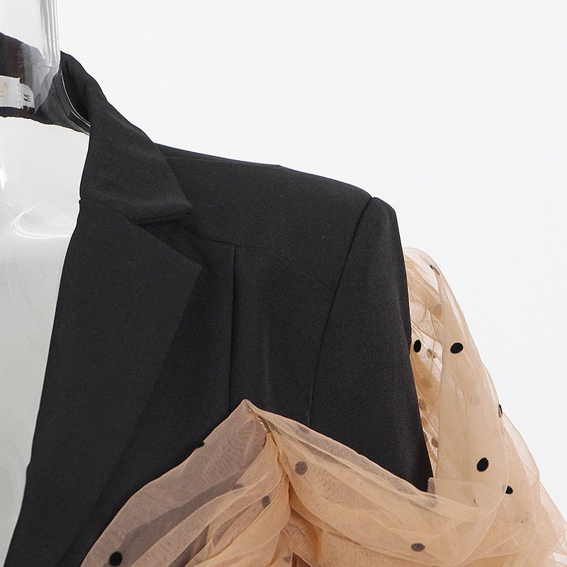 blazer Fashion Autumn new style mesh stitching black casual suit jacket blazer 2024 Ladies Women
