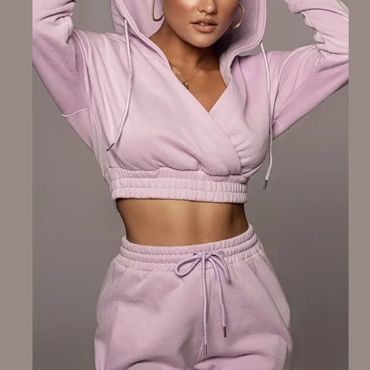 Two Piece Set Women Long Sleeve Sexy Crop Top Hoodie And Skirt Suit Soild Color Two Piece Long Skirt Set Women
