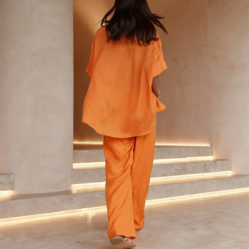 2022 summer new Cotton linen shirt trousers casual wide leg suit loose women's clothing sweater two-piece pants sets