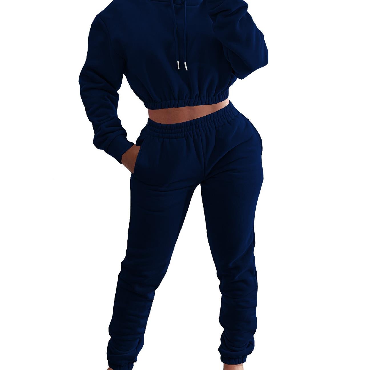 2023 Wholseal Oversized Casual Sweatshirt Set Women Comfy Cotton Long Sleeve Hoodie And Jogger Pant 2 Pieces Hoodies Set