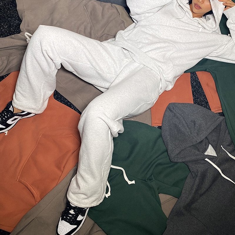 2024 women clothing High quality custom two piece pants set custom logo 2 piece sweatpants and hoodie set for women
