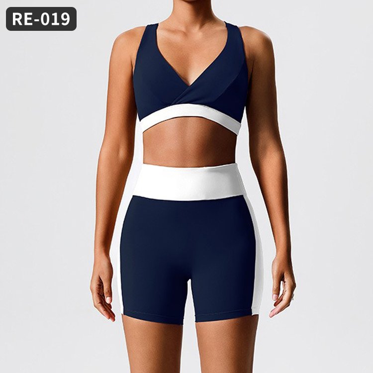 Wholesale Color Block New Design Recycled Fabric Sports Workout Yoga Casual Girl's Skin Care Set Women's Sets Gym Fitness Sets