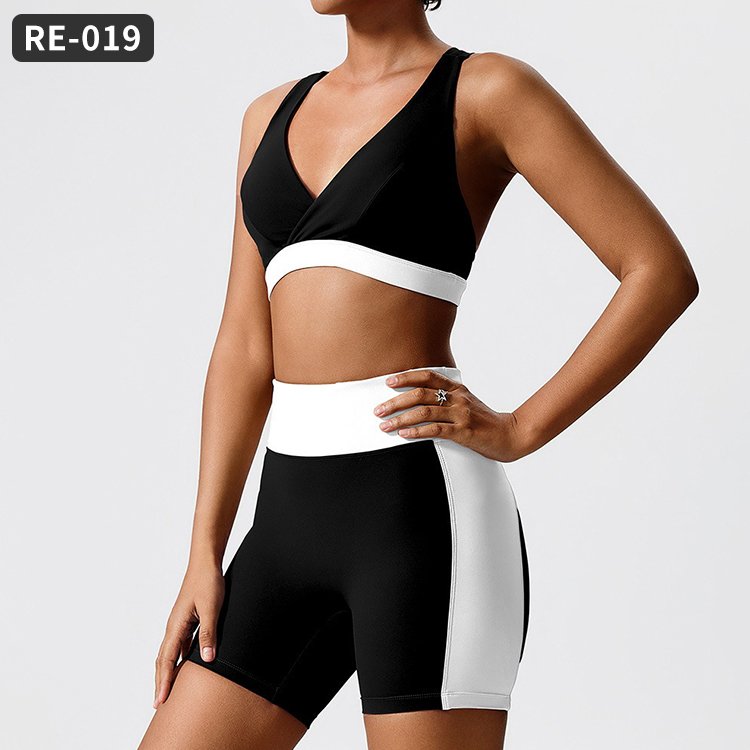 Wholesale Color Block New Design Recycled Fabric Sports Workout Yoga Casual Girl's Skin Care Set Women's Sets Gym Fitness Sets