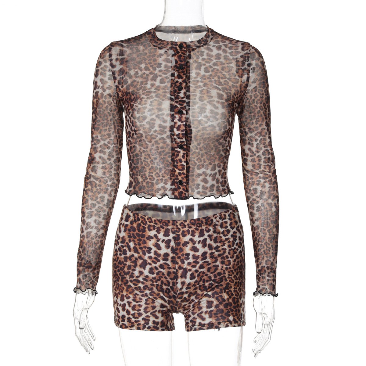 2024 fall wholesale clothing hot sexy leopard print two piece shorts women's sets