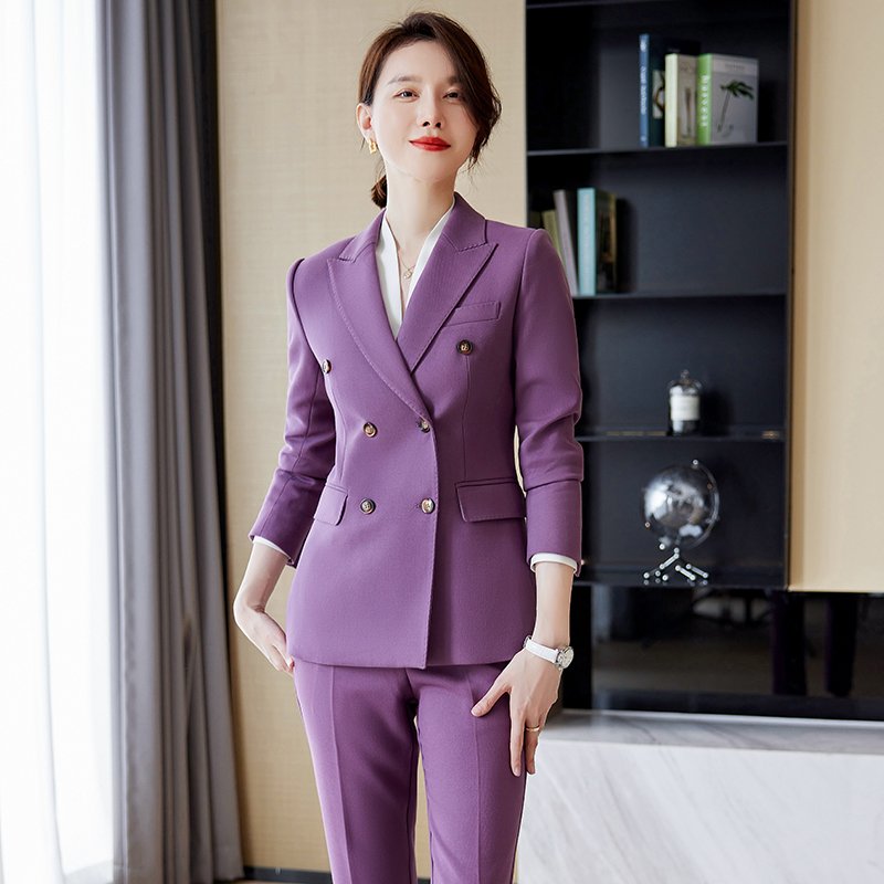 New Design Fashion Elegant Casual Slim Fit Women's Office Business Suit Pants Two Piece Set