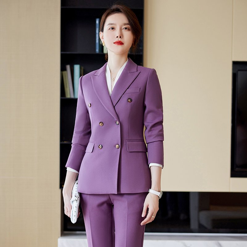 New Design Fashion Elegant Casual Slim Fit Women's Office Business Suit Pants Two Piece Set
