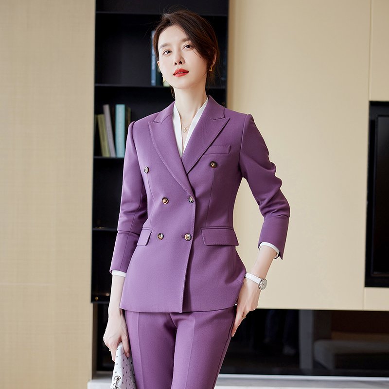 New Design Fashion Elegant Casual Slim Fit Women's Office Business Suit Pants Two Piece Set