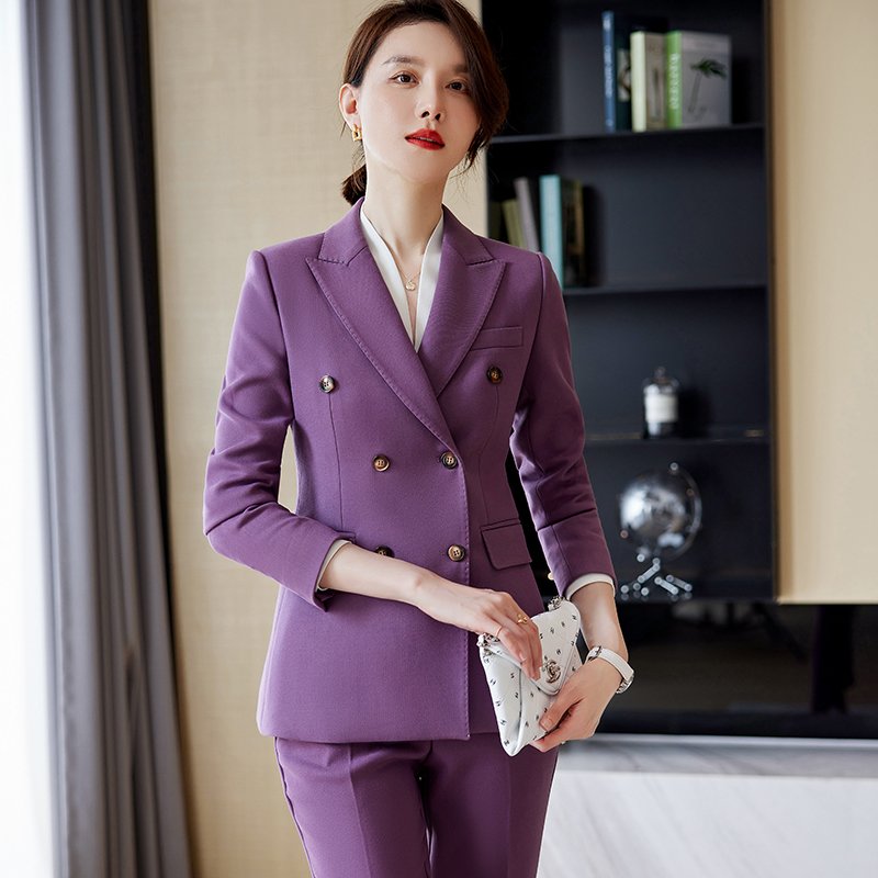 New Design Fashion Elegant Casual Slim Fit Women's Office Business Suit Pants Two Piece Set
