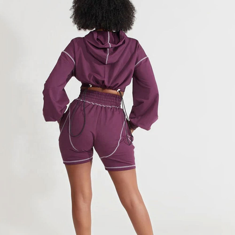 New Stylish Crop Top Shorts set Women sets Shorts and Crop Hoodie sets For Women Ladies Open Stitched Tracksuit Women