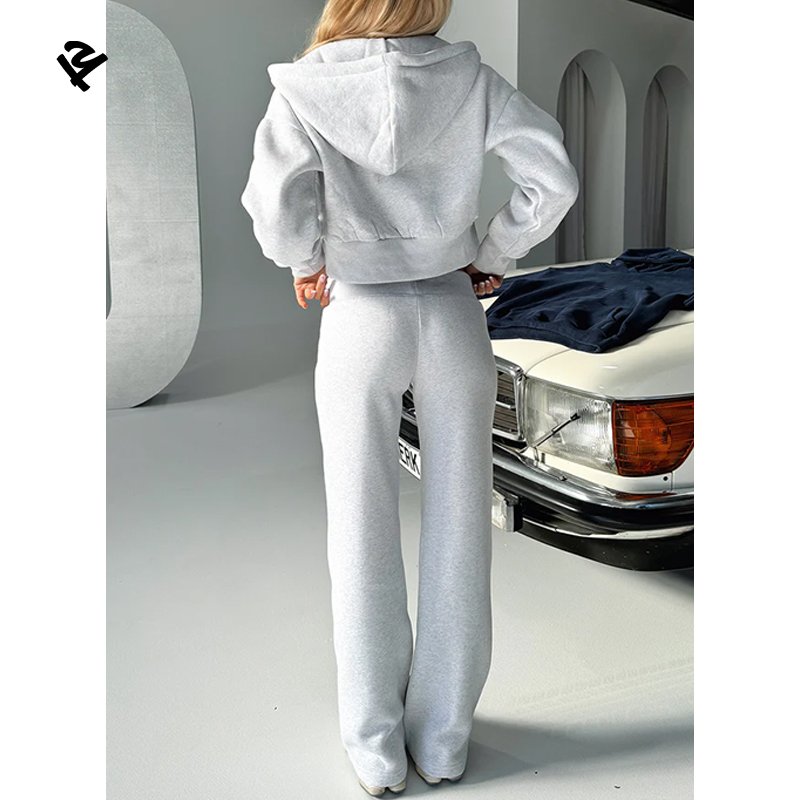 F240308 Clothing Manufacturers Custom Women's Sets Embroidery Logo Y2k Streetwear 2 Piece Set Women Sweatpants And Hoodie Set