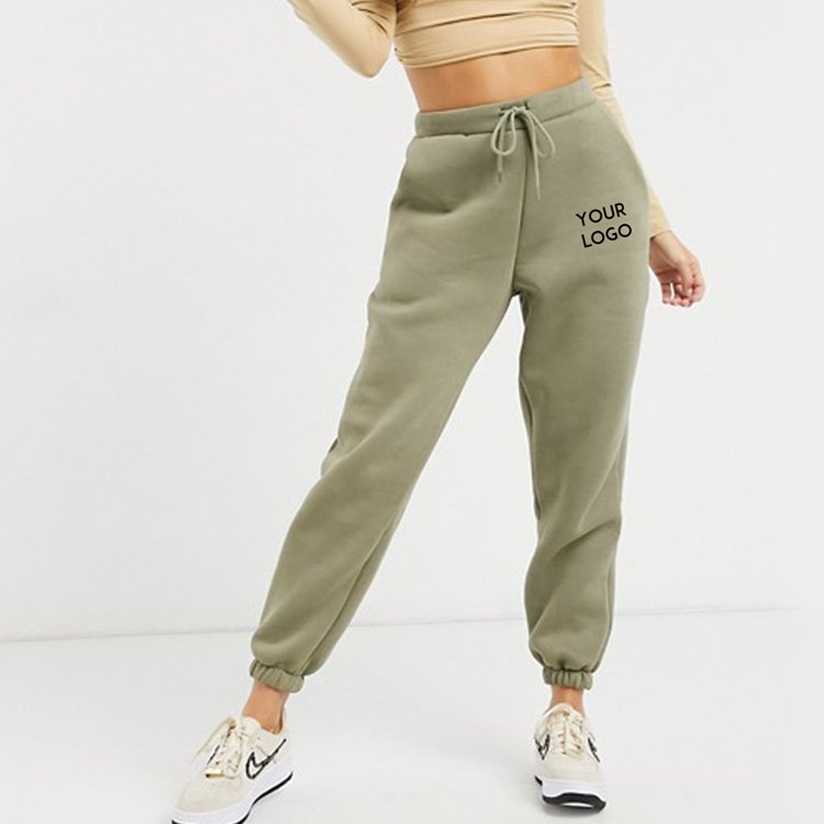 65% Cotton 35% Polyester Relaxed Fit Fleece High Waisted Sweatpants Women's Tracksuit Bottoms Breathable Embroidered Trousers