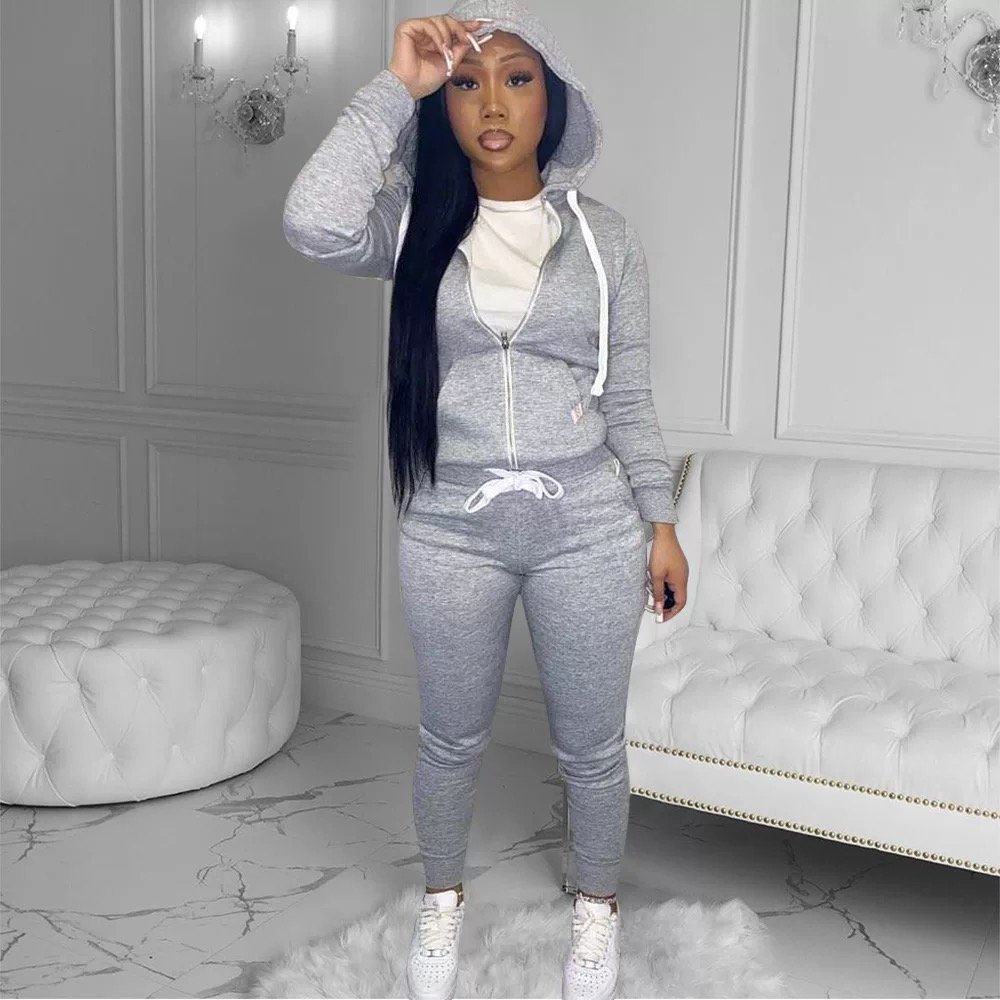 Fashion 2021 Fall Clothing Women's Hoodies Tracksuits Two Piece Set Fitness Sweatsuits