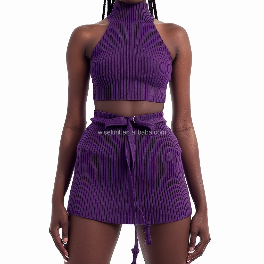 Designer tow 2 piece set women's sets clothing knit loungewear knit sets for women Y2K sleeveless Tank Top flare pant outfit