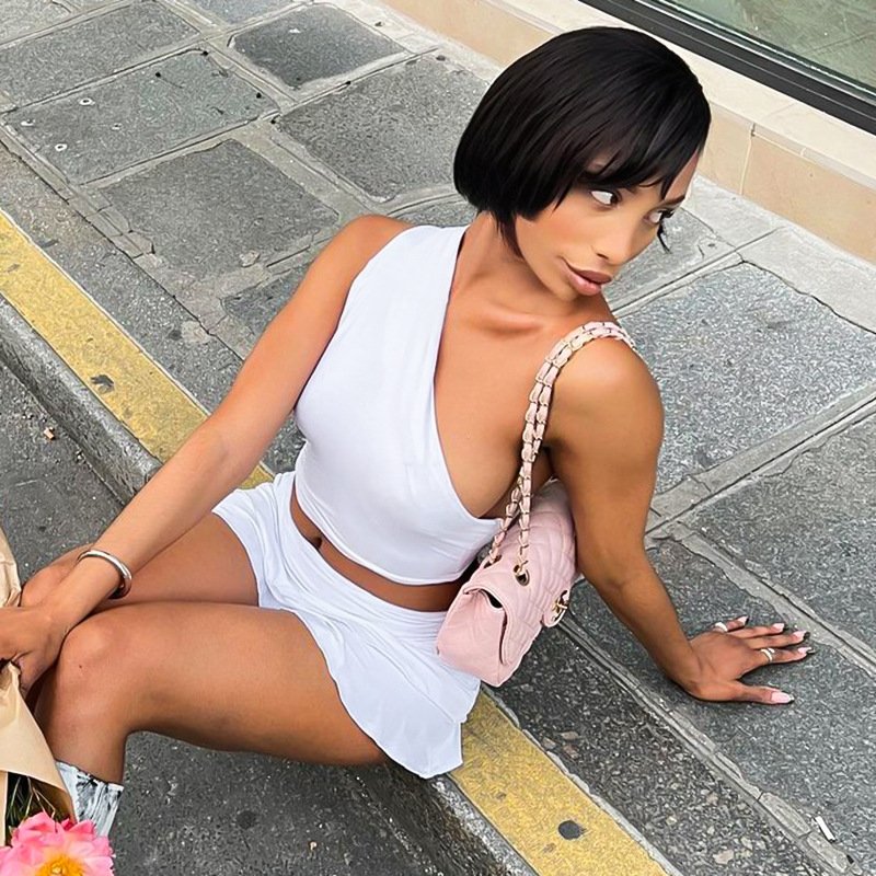 Trendy Women's Fashion 2 Piece Skirt Sets Summer Crop Top And Slim Fit White Skirts Casual Summer Two Piece Sets Women Outfits