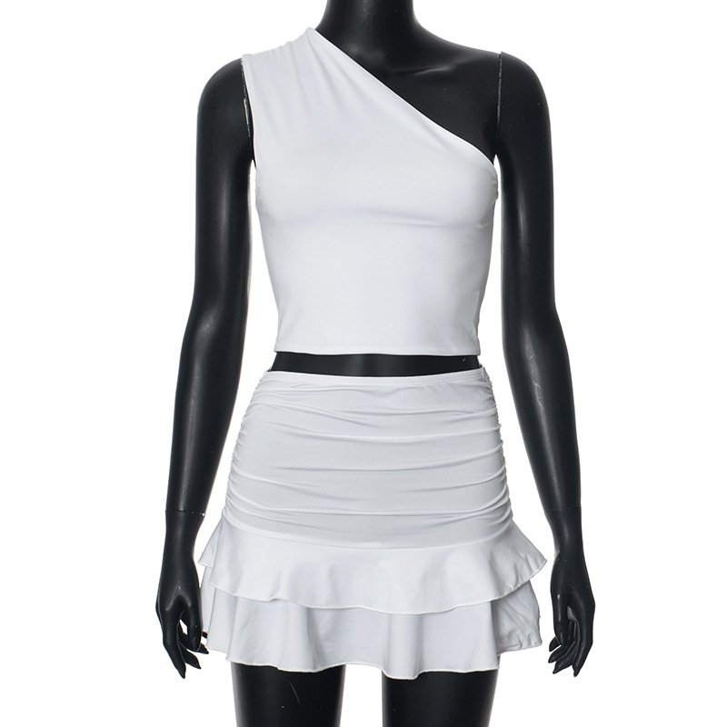 Trendy Women's Fashion 2 Piece Skirt Sets Summer Crop Top And Slim Fit White Skirts Casual Summer Two Piece Sets Women Outfits