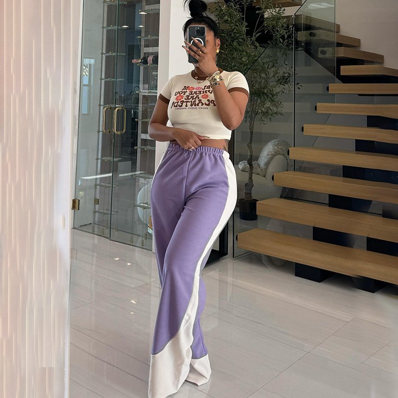 C0635 American retro casual women's versatile straight leg loose wide leg sweatpants wholesale