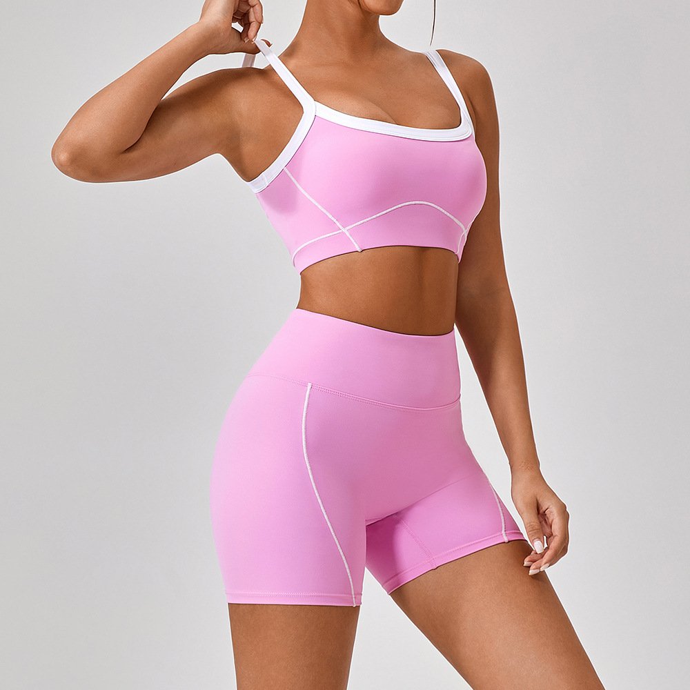 Slim Fit Sports Bras Women Sportswear Knit Contrast High-waisted Butt-lifting Running Fitness Leggings Clothing Women's Sets