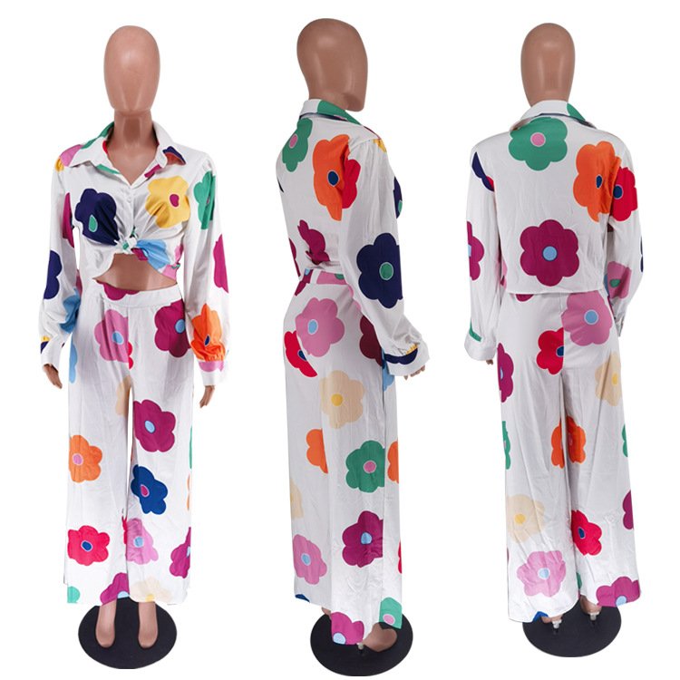 Hot selling women's two-piece wholesale women's sports suit set casual digital printed pants suit factory customization