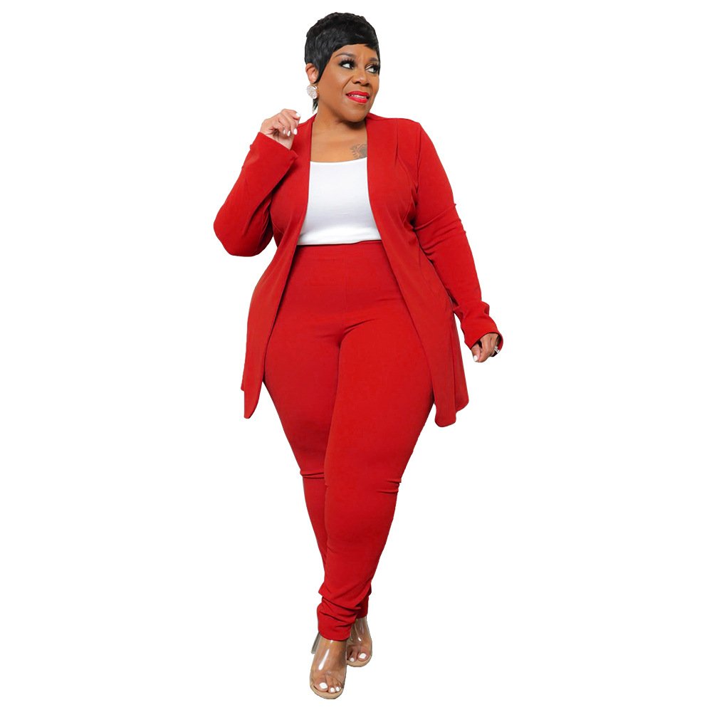 New arrivals plus size women clothing temperament professional casual long sleeve pants small suits two piece suit women's sets