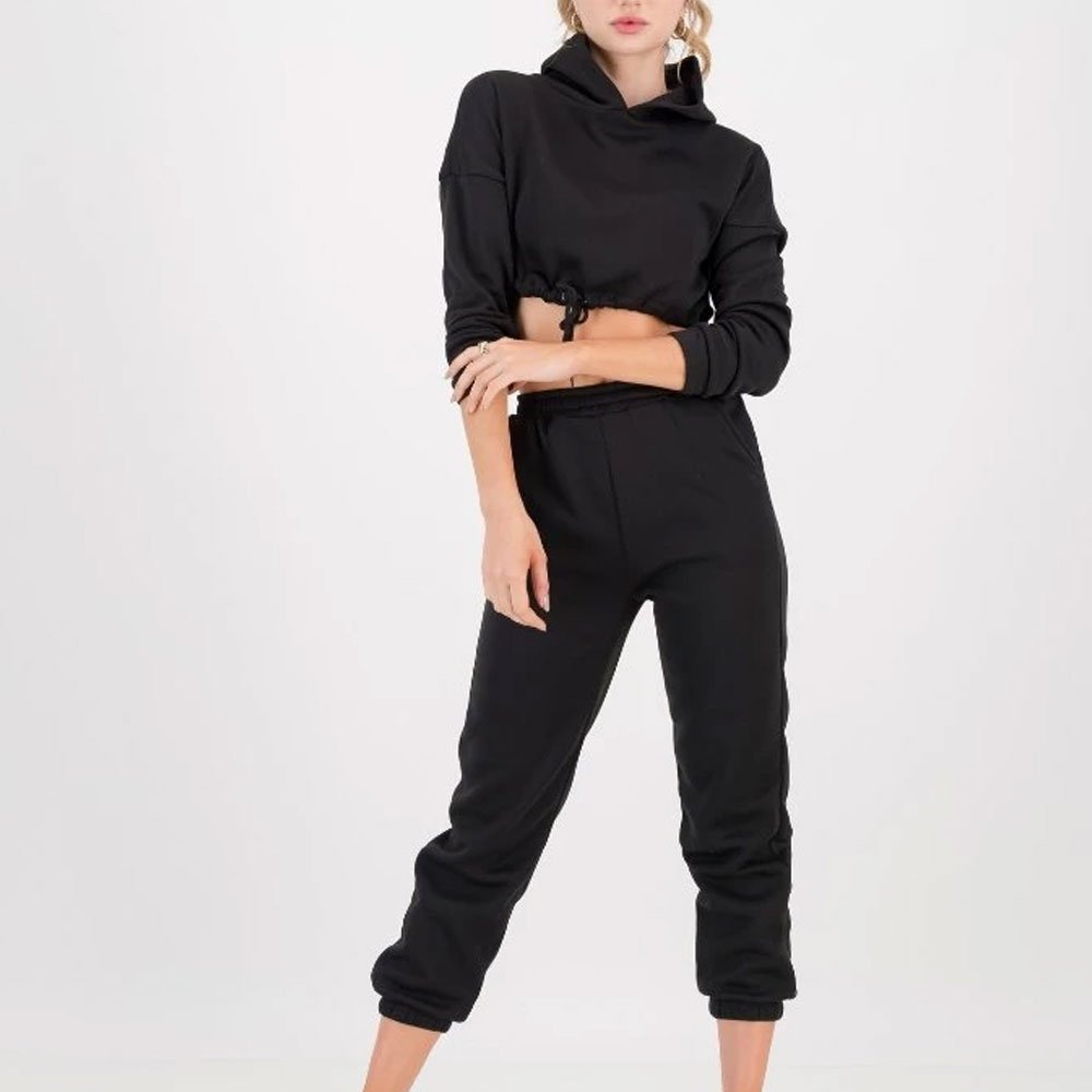 high quality custom sweatshirt pullover Crop hoodie two piece hoodie set for women summer long sleeve joggers pants for women