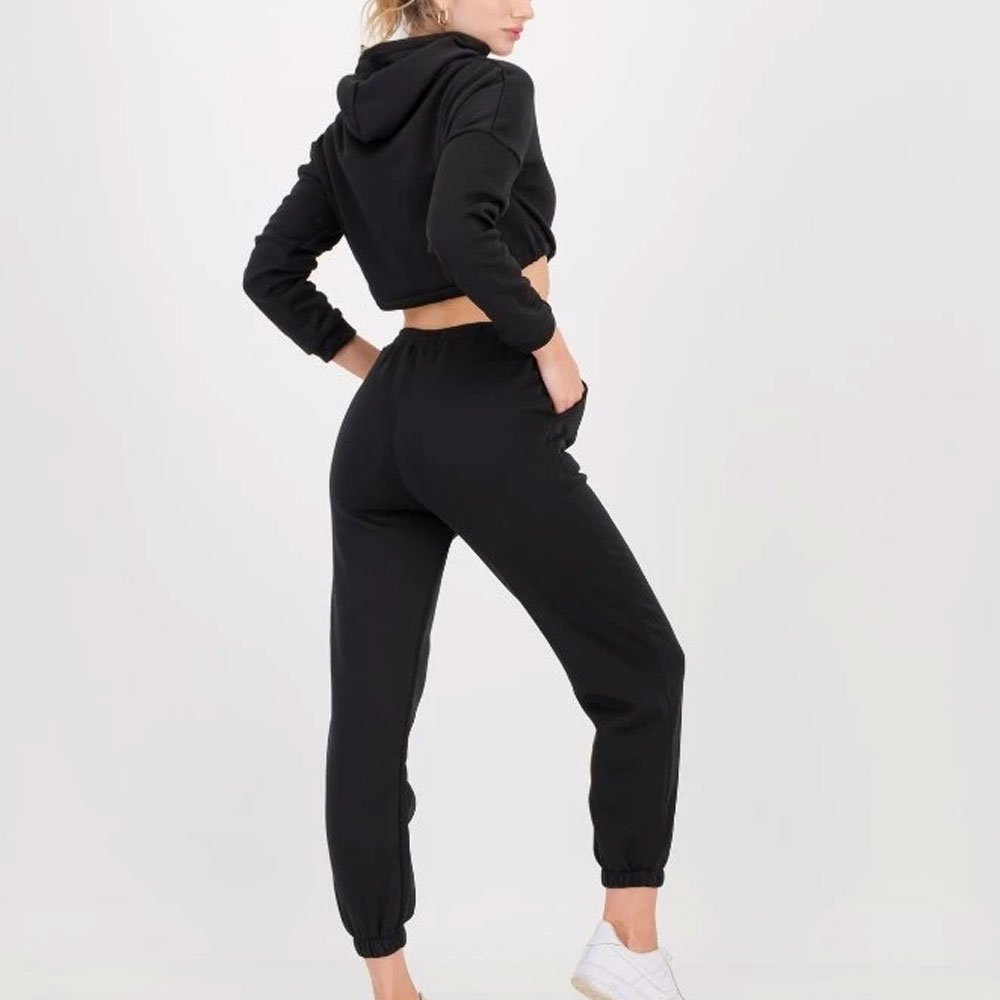 high quality custom sweatshirt pullover Crop hoodie two piece hoodie set for women summer long sleeve joggers pants for women