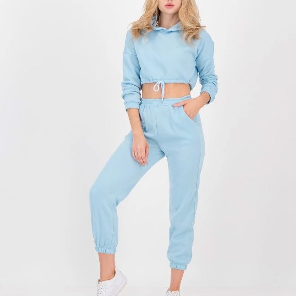 high quality custom sweatshirt pullover Crop hoodie two piece hoodie set for women summer long sleeve joggers pants for women