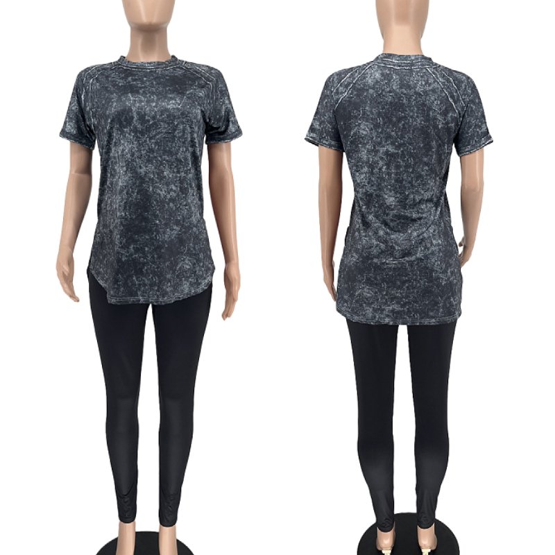 New arrivals fashionable summer women's clothes ladies jogging set printed casual suit sports t shirt two piece women pants sets
