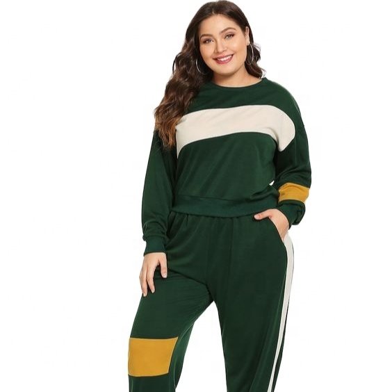 Trends by Cp Apparel's Premium Quality Plus Size Women's Fitness & Gym Wear Workout Color Block Breathable Tracksuit Set