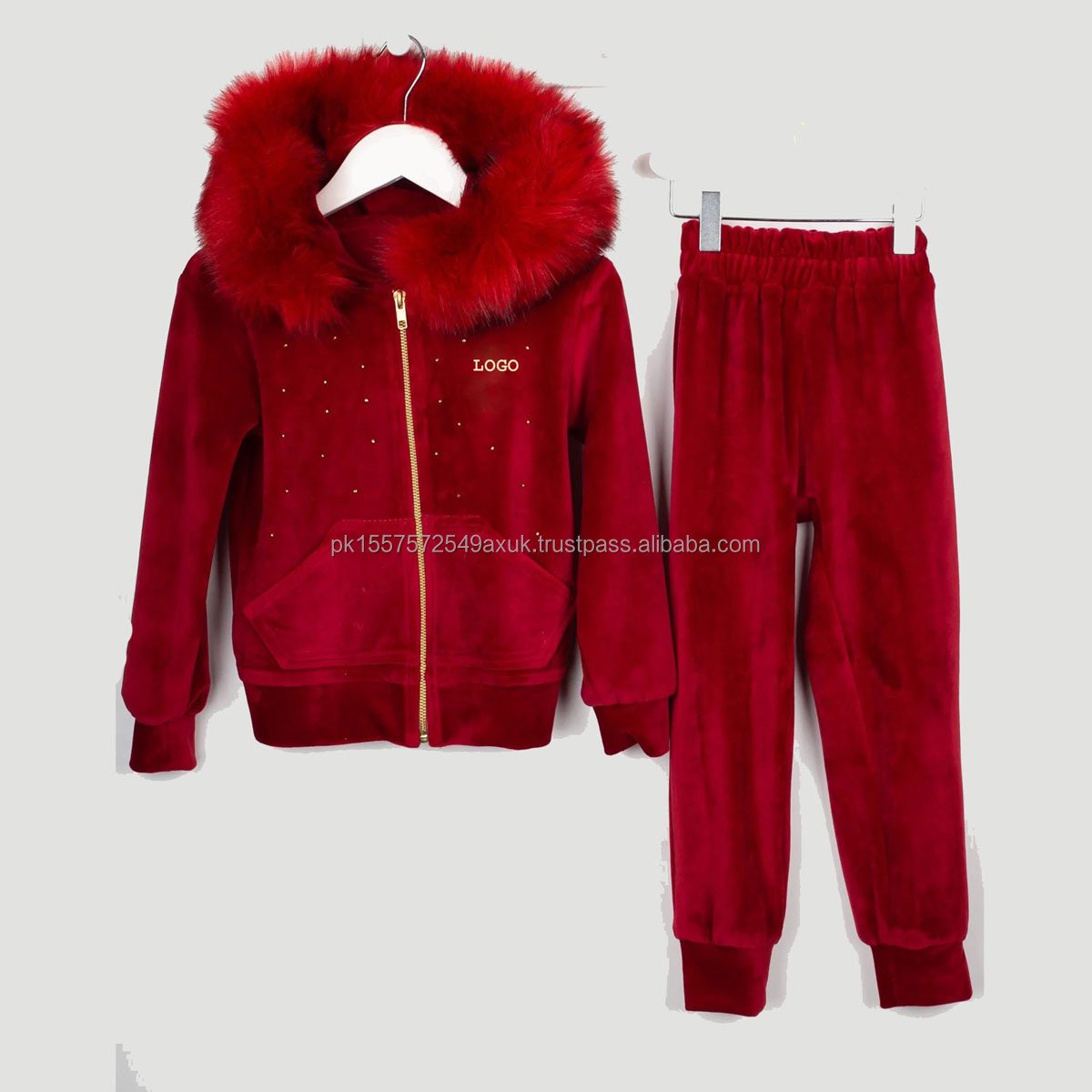 Fall 2024 Luxury Sherpa Faux Fur Velour Tracksuit/ Skinny Women's sets Design Your Own Sweatsuit gold zipper